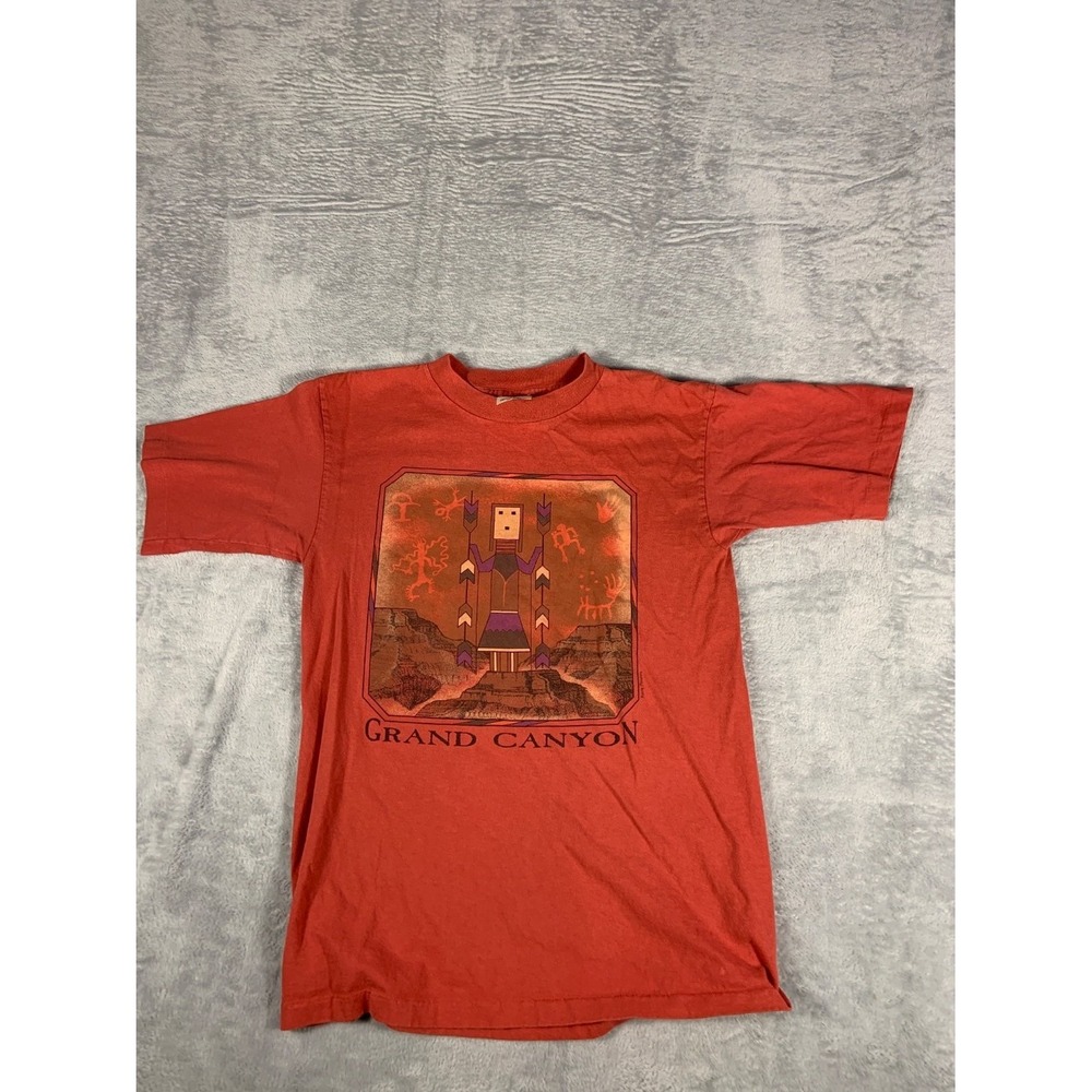 Prairie Mountain Grand Canyon Native American Style Graphic Men's T-Shirt M Red